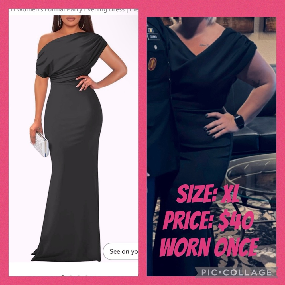 Black formal gown. Worn once. Size XL